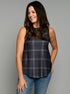 The Tie Back Tank -  Grey Floral / Grey Plaid